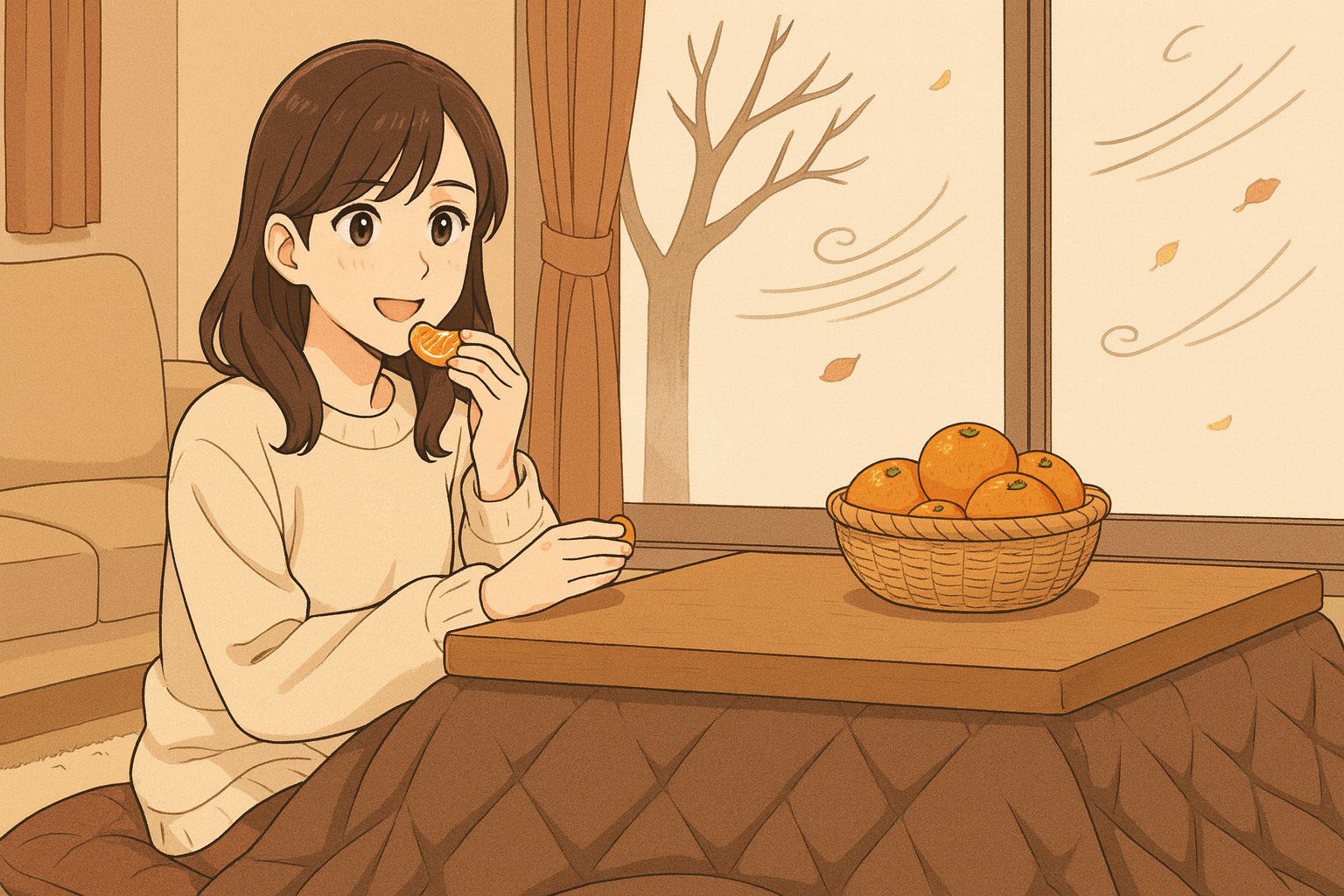 自宅でくつろいでいる女性