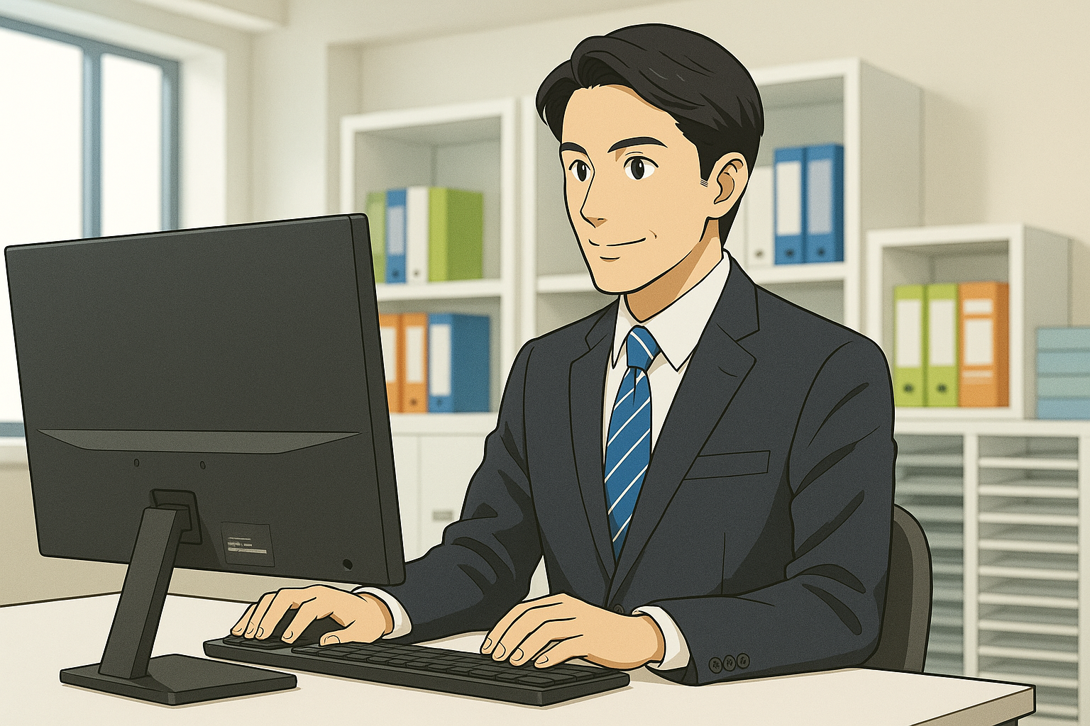 デスクワーク中の男性