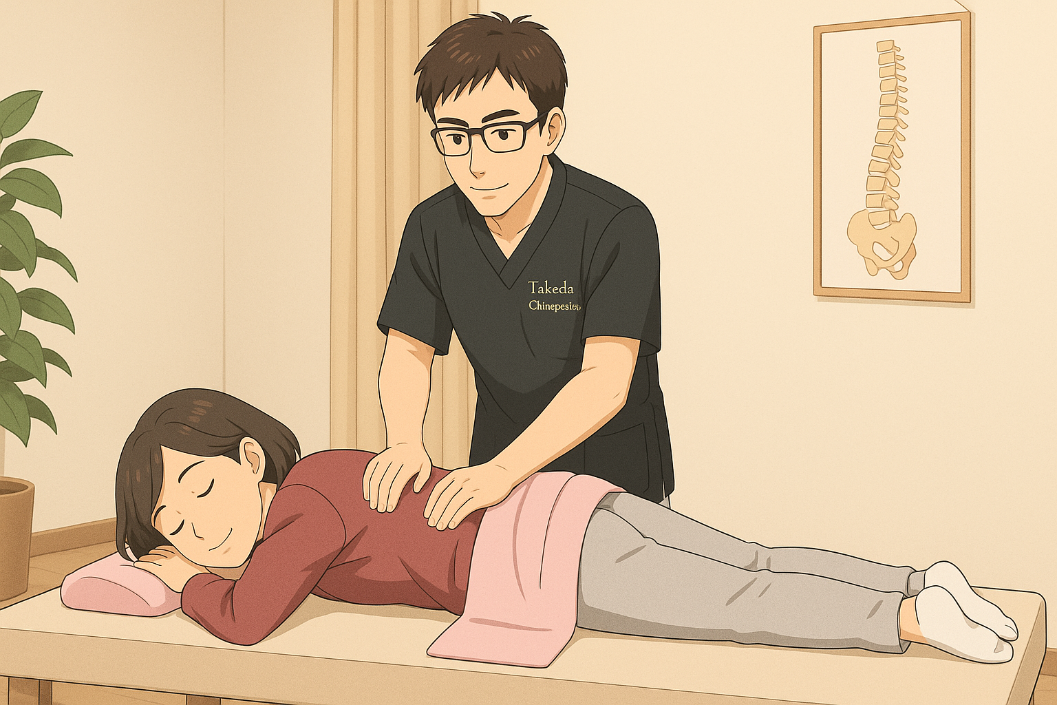 院長が女性のクライアントさんに施術している画像