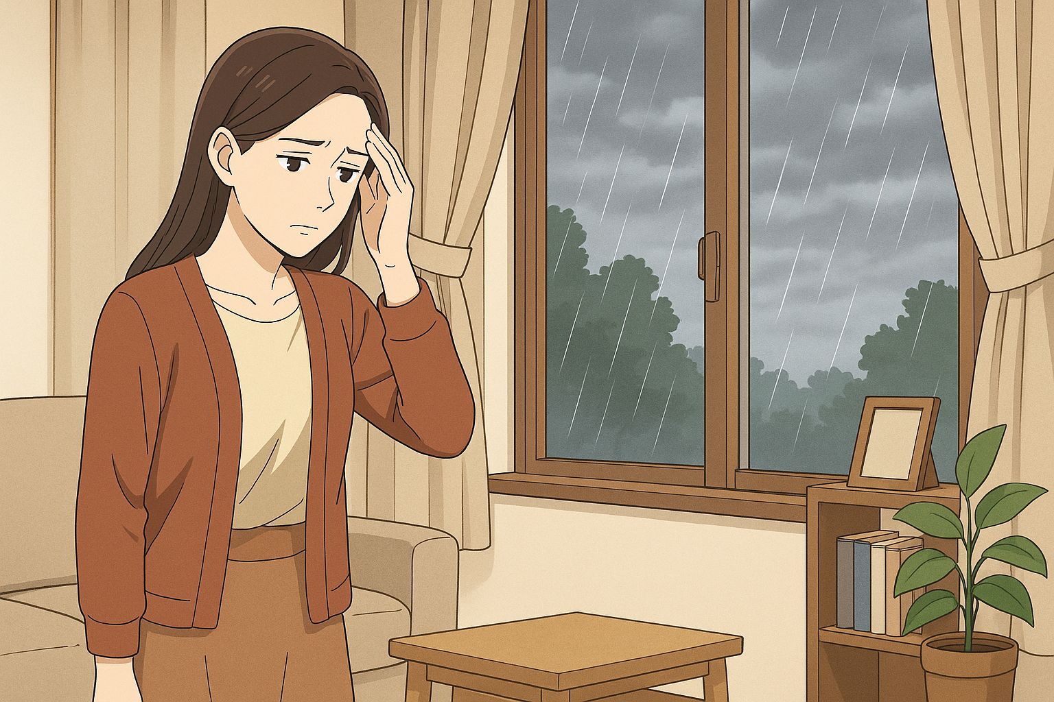 雨の日に頭が重くなる女性