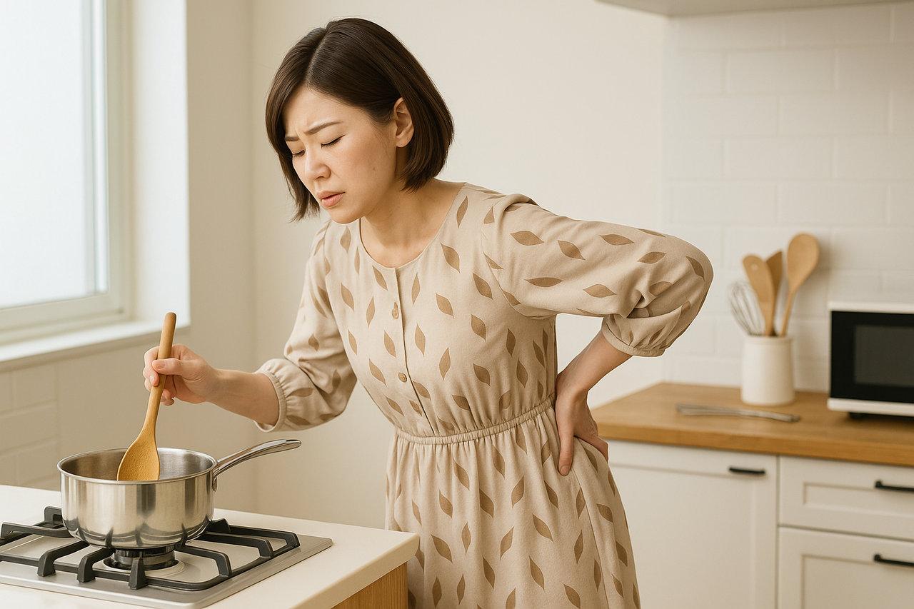 腰痛で悩んでいる女性の写真