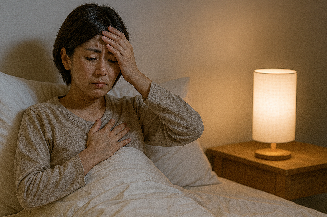 体調が悪くよく眠れないでいる女性