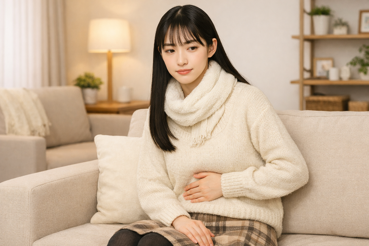 胃腸の調子を気にしている女性