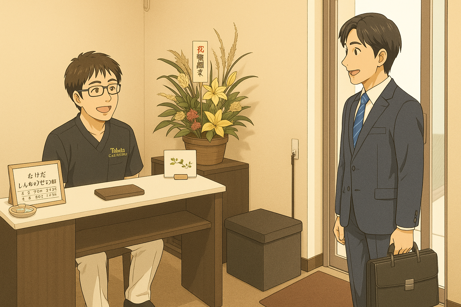 仕事帰りに来院した男性のクライアント