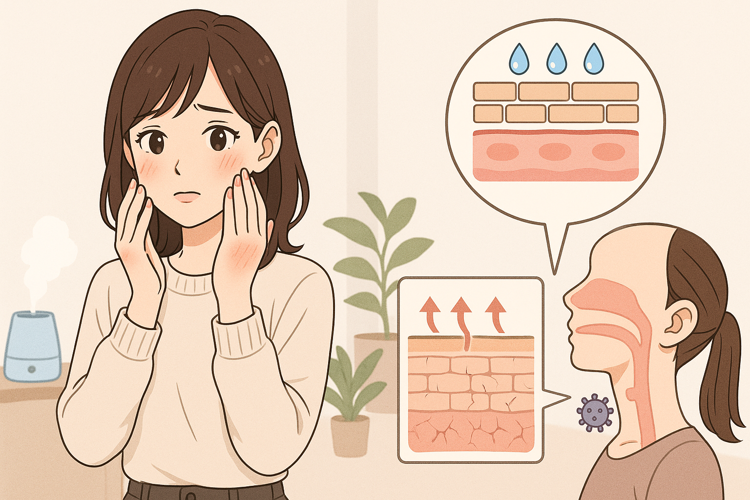 肌の乾燥を気にしている女性