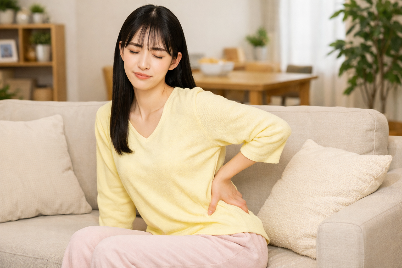 慢性的な腰痛で困っている女性